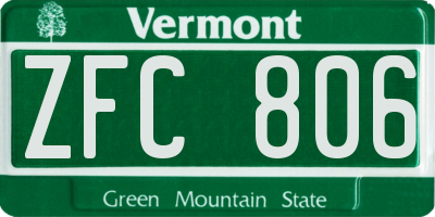 VT license plate ZFC806