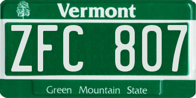 VT license plate ZFC807