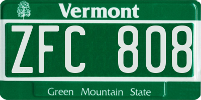 VT license plate ZFC808