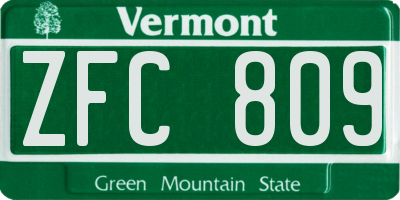 VT license plate ZFC809