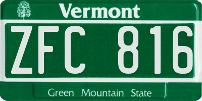 VT license plate ZFC816