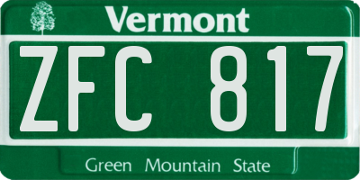 VT license plate ZFC817