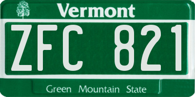 VT license plate ZFC821