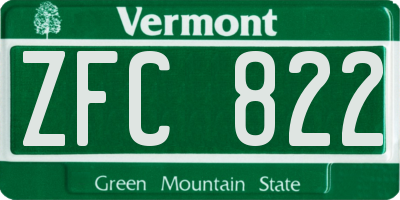 VT license plate ZFC822