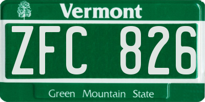 VT license plate ZFC826