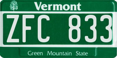 VT license plate ZFC833