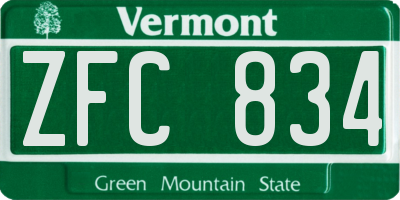 VT license plate ZFC834