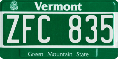 VT license plate ZFC835