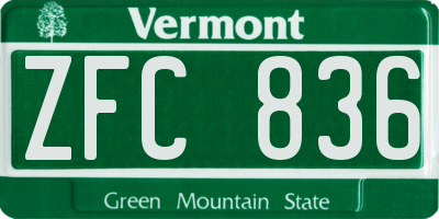 VT license plate ZFC836
