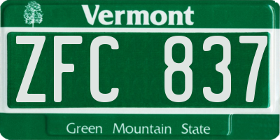 VT license plate ZFC837