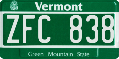 VT license plate ZFC838