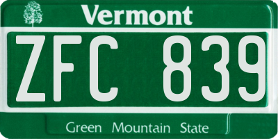 VT license plate ZFC839