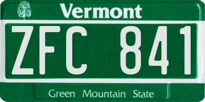 VT license plate ZFC841