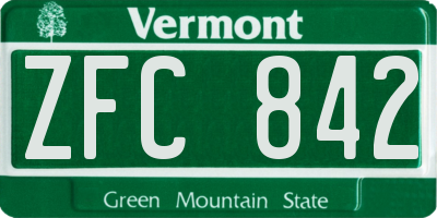 VT license plate ZFC842
