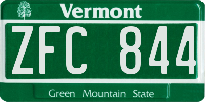VT license plate ZFC844