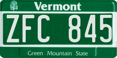 VT license plate ZFC845