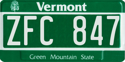 VT license plate ZFC847