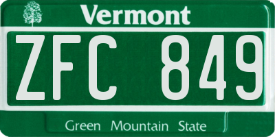 VT license plate ZFC849