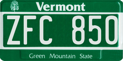 VT license plate ZFC850