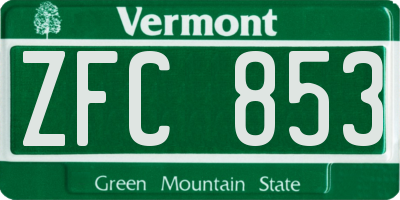 VT license plate ZFC853