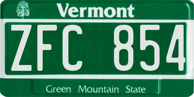 VT license plate ZFC854
