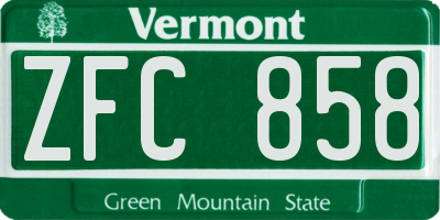 VT license plate ZFC858