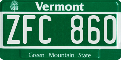 VT license plate ZFC860
