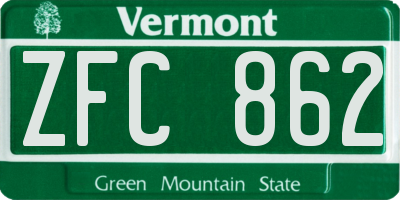 VT license plate ZFC862