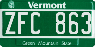 VT license plate ZFC863