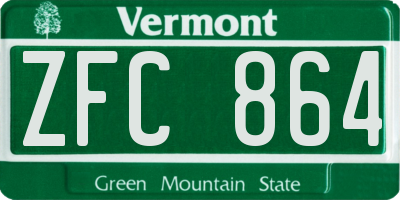 VT license plate ZFC864