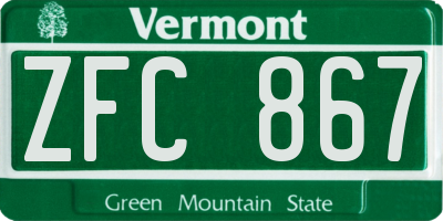 VT license plate ZFC867