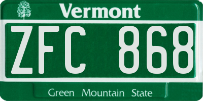 VT license plate ZFC868