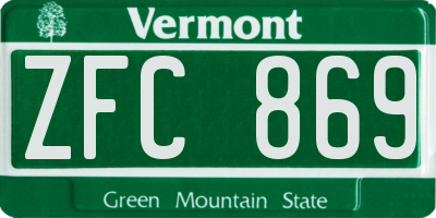 VT license plate ZFC869