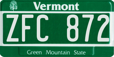 VT license plate ZFC872