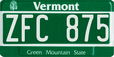VT license plate ZFC875