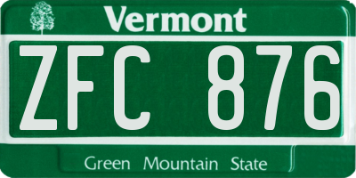 VT license plate ZFC876