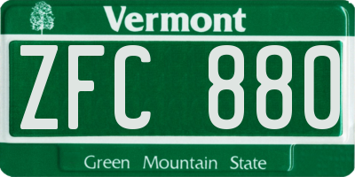 VT license plate ZFC880