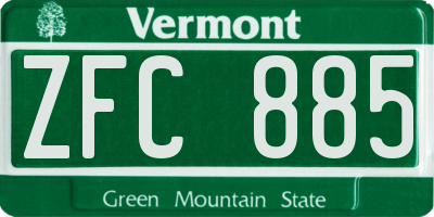 VT license plate ZFC885
