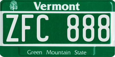 VT license plate ZFC888