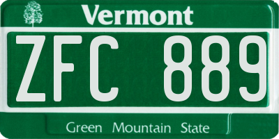 VT license plate ZFC889