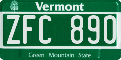 VT license plate ZFC890