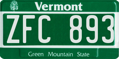 VT license plate ZFC893