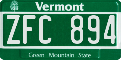 VT license plate ZFC894