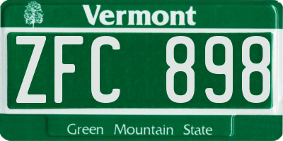 VT license plate ZFC898