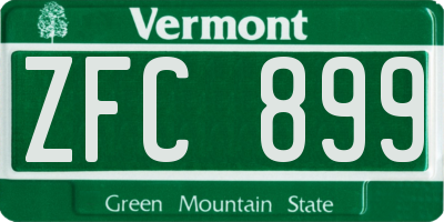 VT license plate ZFC899