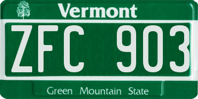 VT license plate ZFC903