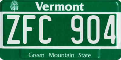 VT license plate ZFC904