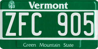 VT license plate ZFC905