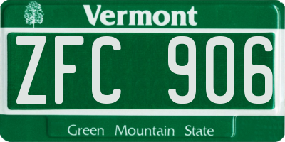VT license plate ZFC906