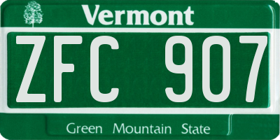 VT license plate ZFC907